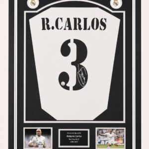 maillot encadré real madrid roberto carlos gemany memorabilia authentification