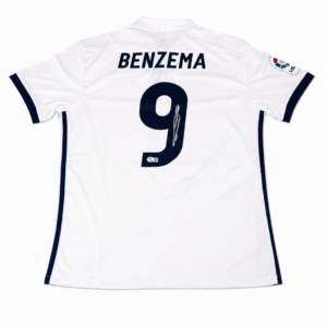 maillot real madrid karim benzema – signature dos – beckett authentification