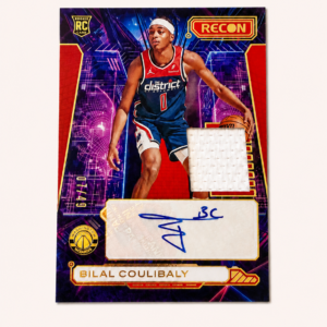 carte 2023 24 panini recon bilal coulibaly novice patch auto red rc /49 wizards