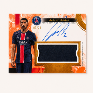 carte 2024 25 topps exhibition paris saint germain achraf hakimi auto /25