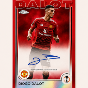 carte 2025 topps chrome uefa club competitions diogo dalot purple auto