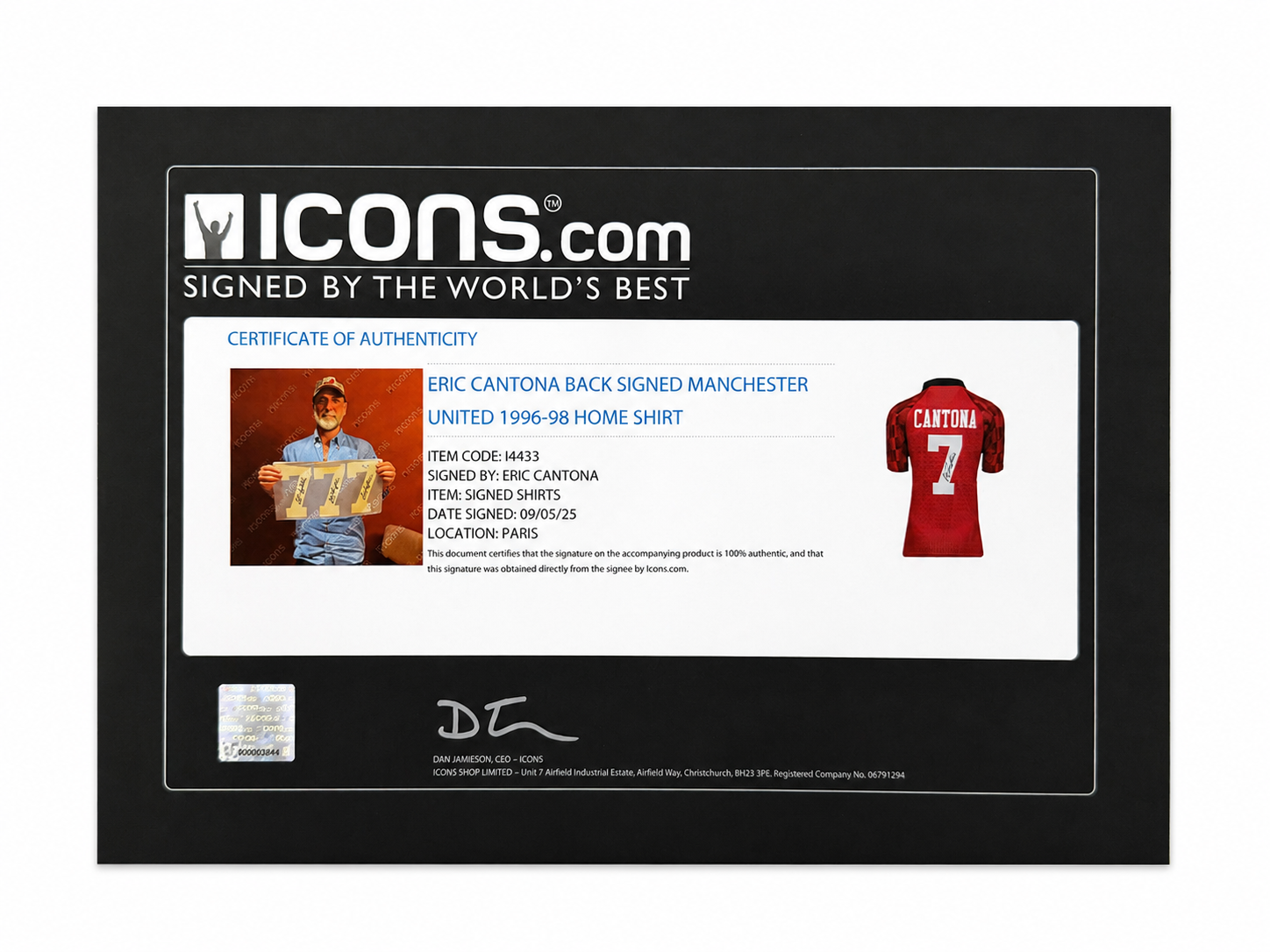 maillot manchester united 1996 98 – eric cantona – icons certification maillot manchester united 1996 98 – eric cantona – icons certification